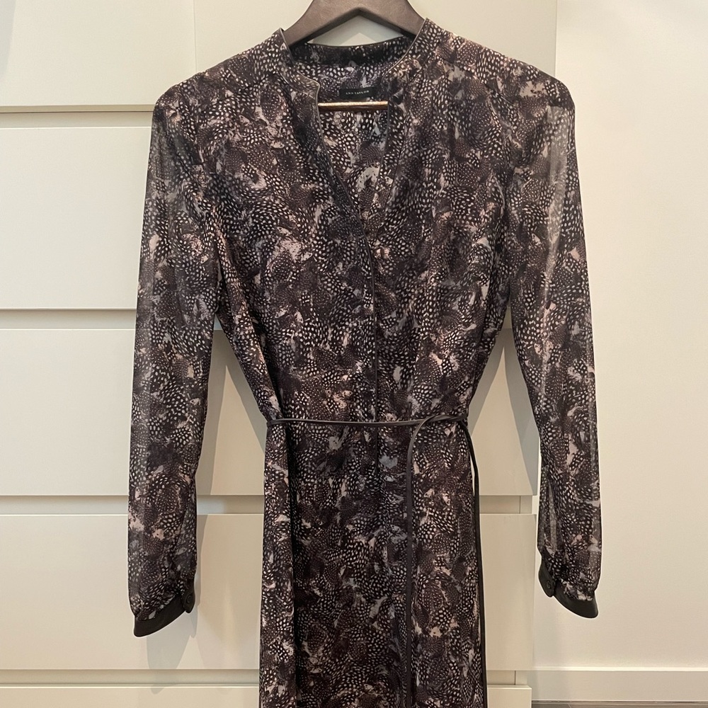 Ann Taylor chestnut and cream colored dress. Knee-length. Size 4